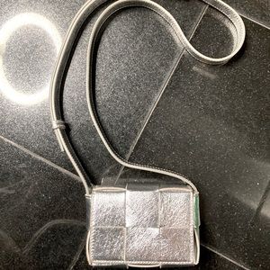 Bottege Veneta Mini Cassette (In Foil Metallic Silver Color)